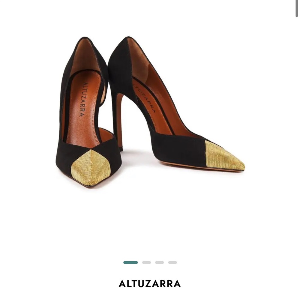 Altuzzara gold and nude beige leather sling back heels 38 / 8 - Picture 2 of 7